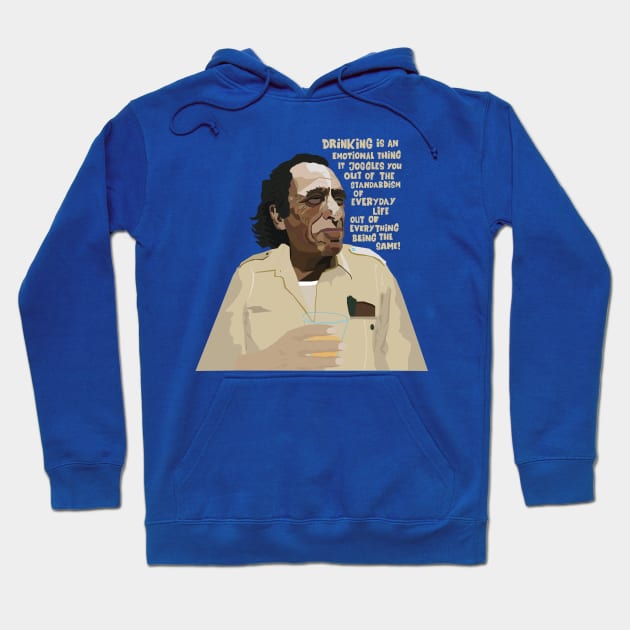 Charles Bukowski Portrait: Embracing the Subversive Spirit of Critical Thinking and Whiskey Hoodie by Boogosh